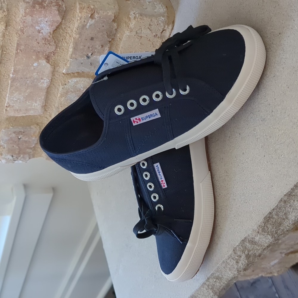 Superga Navy Canvas Sneakers with White Soles